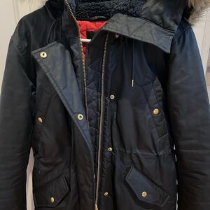 J.Crew Quilted Waterproof Winter Jacket with Fur-Trimmed Hood
